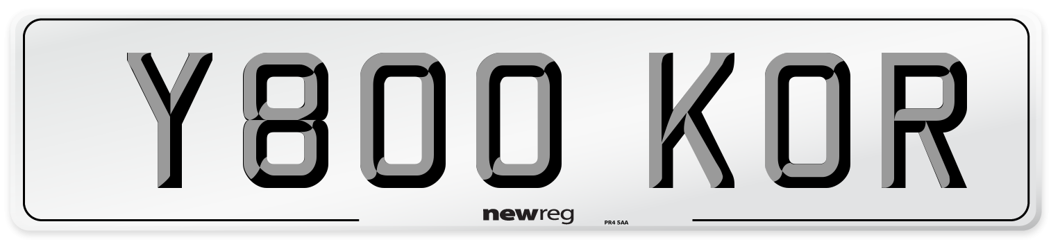Y800 KOR Number Plate from New Reg